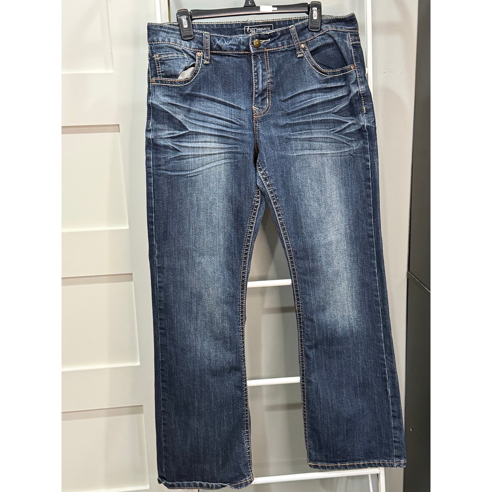 Cato Premium Womens 16P Dark Wash Bootcut Jeans Stretch Petite Blue Denim Y2K